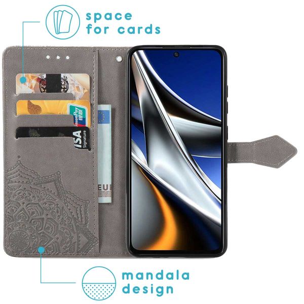 imoshion Etui de téléphone portefeuille Mandala Xiaomi Poco X4 Pro 5G - Gris