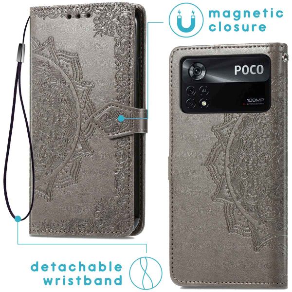 iMoshion Etui de téléphone portefeuille Mandala Xiaomi Poco X4 Pro 5G - Gris