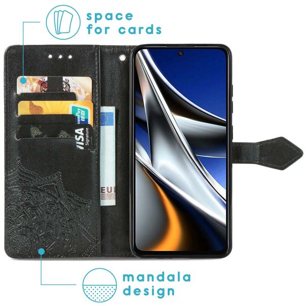 imoshion Etui de téléphone portefeuille Mandala Xiaomi Poco X4 Pro 5G - Noir