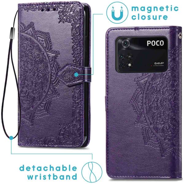 iMoshion Etui de téléphone portefeuille Mandala Xiaomi Poco M4 Pro 5G - Violet