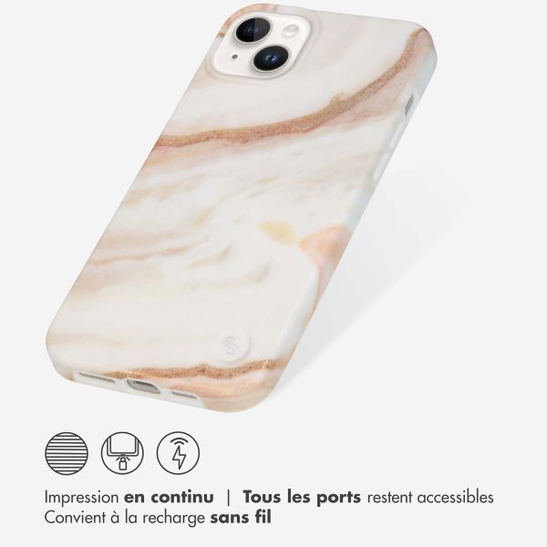 Selencia Aurora Coque Fashion iPhone 14 Plus - ﻿Coque durable - 100 % recyclée - Marbre Blanc