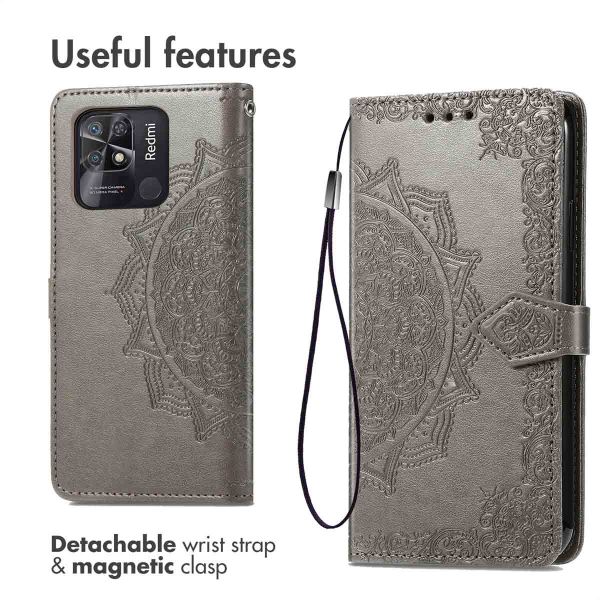 iMoshion Etui de téléphone portefeuille Mandala Xiaomi Redmi 10C - Gris