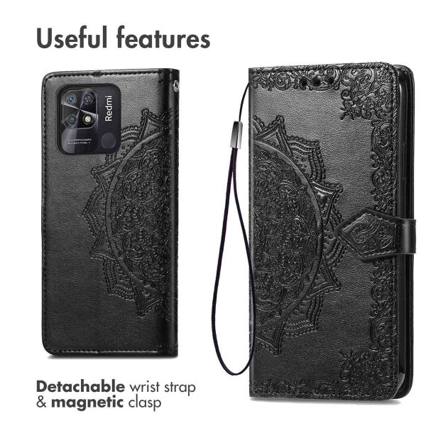 imoshion Etui de téléphone portefeuille Mandala Xiaomi Redmi 10C - Noir