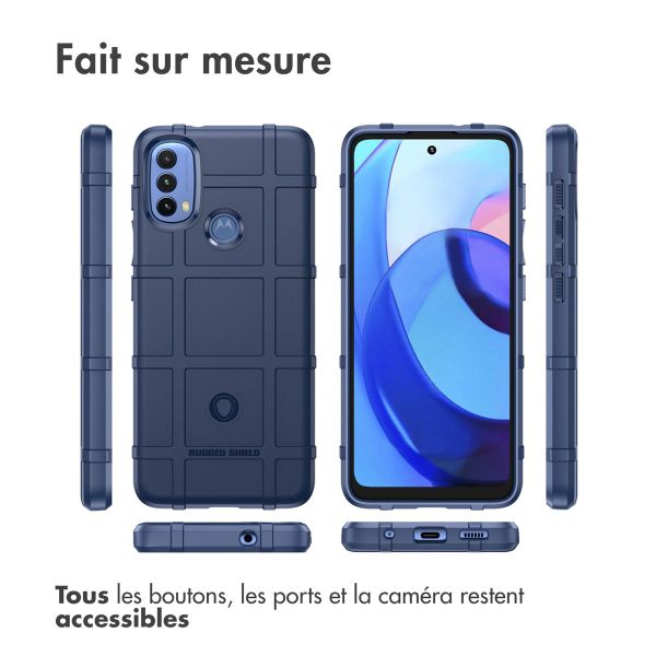 iMoshion Coque Arrière Rugged Shield Motorola Moto E20 / E30 / E40 - Bleu foncé