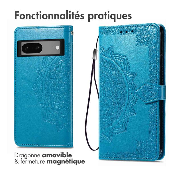 imoshion Etui de téléphone portefeuille Mandala Google Pixel 7 - Turquoise