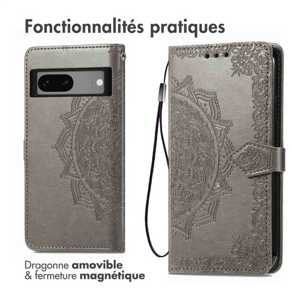 imoshion Etui de téléphone portefeuille Mandala Google Pixel 7 - Gris