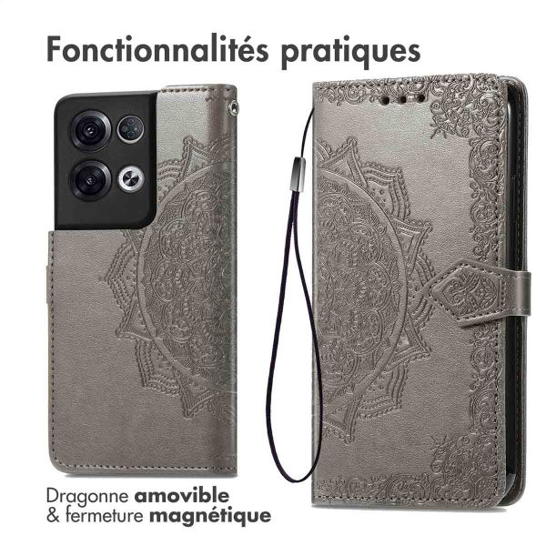 iMoshion Etui de téléphone portefeuille Mandala Oppo Reno 8 Pro 5G - Gris