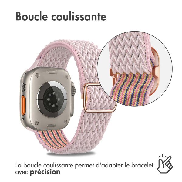 imoshion Bande élastique en nylon Apple Watch Series 1-10 / SE / Ultra (2) - 42/44/45/46/49 mm - Rose