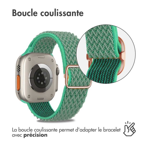 imoshion Bande élastique en nylon Apple Watch Series 1-10 / SE / Ultra (2) - 42/44/45/46/49 mm - Turquoise