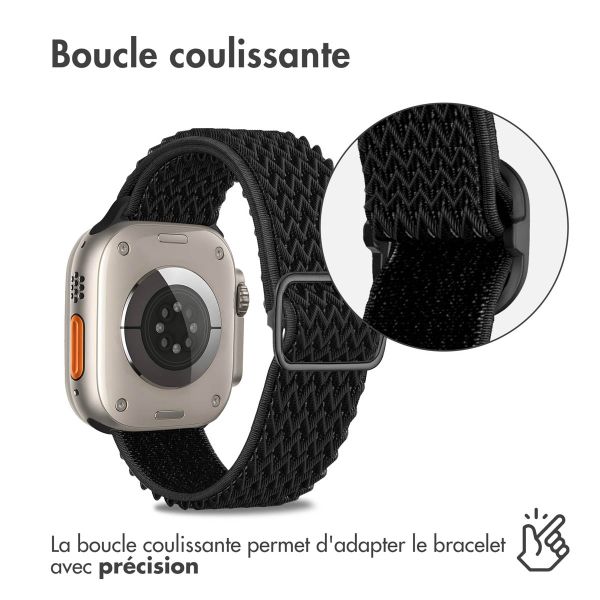 imoshion Bande élastique en nylon Apple Watch Series 1-10 / SE / Ultra (2) - 42/44/45/46/49 mm - Noir