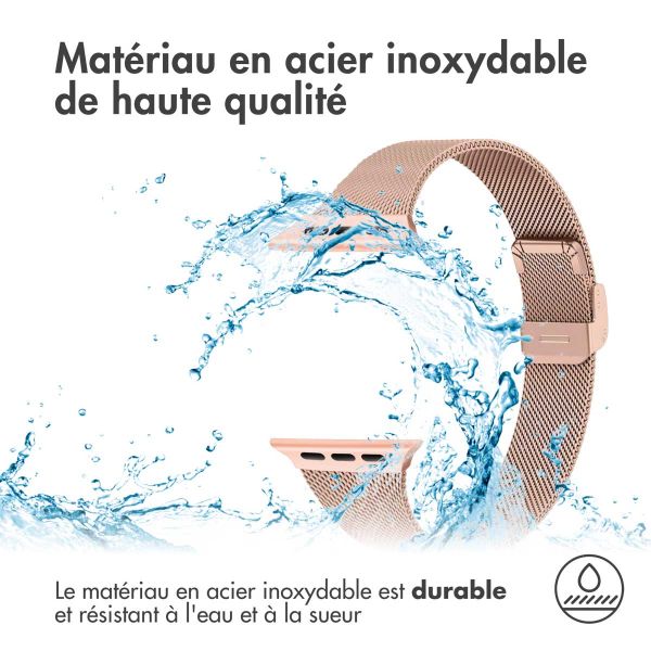 iMoshion Bracelet pliant Milanese Apple Watch Series 1-9 / SE / Ultra (2) - 42/44/45/49 mm - Rose Dorée