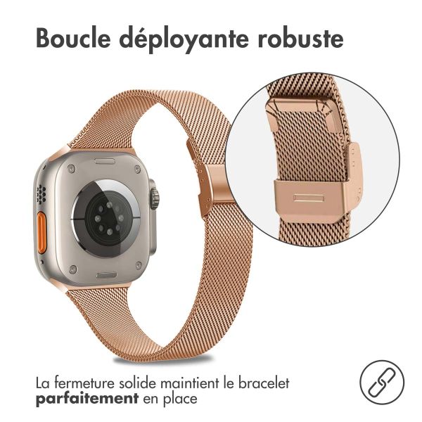 iMoshion Bracelet pliant Milanese Apple Watch Series 1-9 / SE / Ultra (2) - 42/44/45/49 mm - Rose Dorée