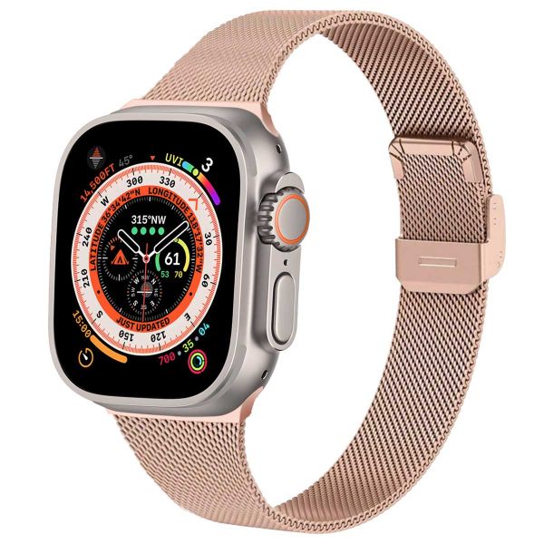 imoshion Bracelet pliant Milanese Apple Watch Series 1-10 / SE / Ultra (2) - 42/44/45/46/49 mm - Rose Dorée