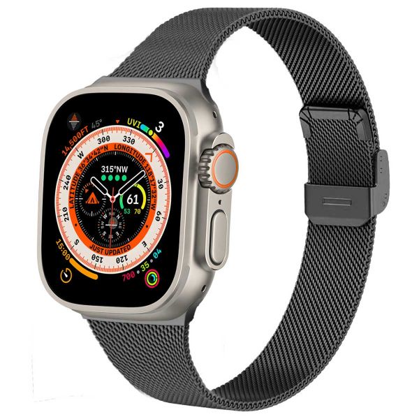 imoshion Bracelet pliant Milanese Apple Watch Series 1-10 / SE / Ultra (2) - 42/44/45/46/49 mm - Noir