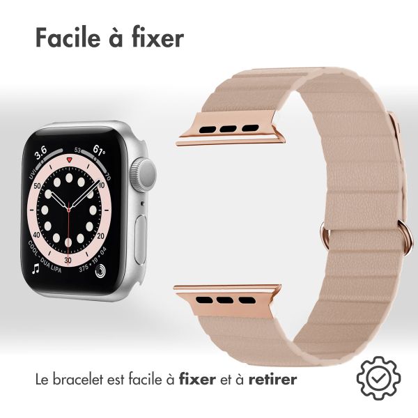 imoshion Bracelet en cuir magnétique Apple Watch Series 1-9 / SE - 38/40/41 mm / Series 10 - 42 mm - Beige