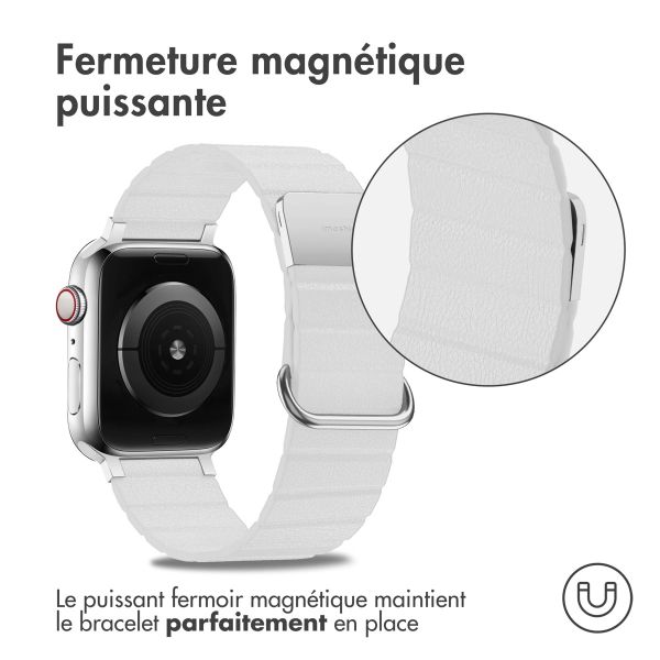 imoshion Bracelet en cuir magnétique Apple Watch Series 1-9 / SE - 38/40/41 mm / Series 10 - 42 mm - Blanc