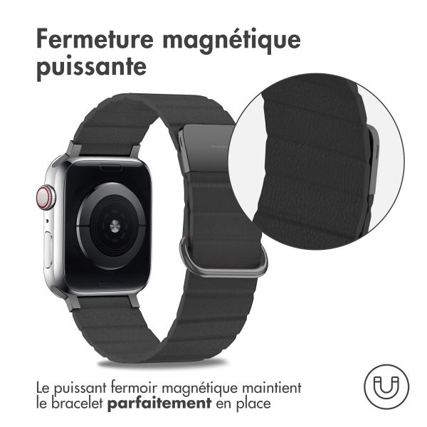 iMoshion Bracelet en cuir magnétique Apple Watch Series 1-9 / SE - 38/40/41mm - Noir