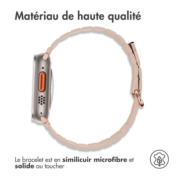 imoshion Bracelet en cuir magnétique Apple Watch Series 1-10 / SE / Ultra (2) - 42/44/45/46/49 mm - Beige