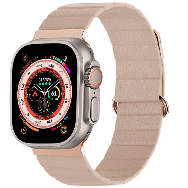 iMoshion Bracelet en cuir magnétique Apple Watch Series 1-9 / SE / Ultra (2) - 42/44/45/49 mm - Beige