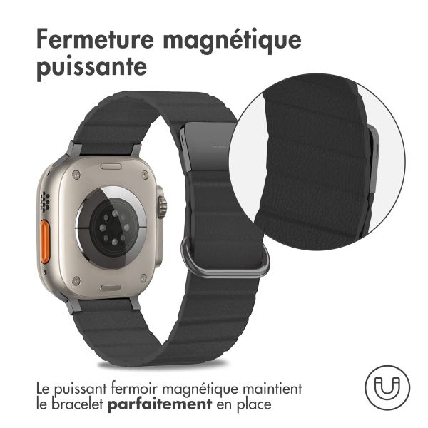 iMoshion Bracelet en cuir magnétique Apple Watch Series 1-9 / SE / Ultra (2) - 42/44/45/49 mm - Noir