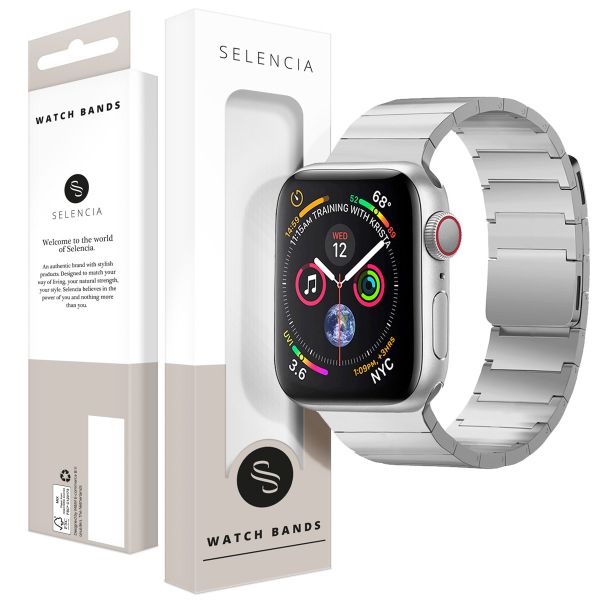 Selencia Bracelet magnétique en acier Apple Watch Series 1-9 / SE - 38/40/41 mm / Series 10 - 42 mm - Argent