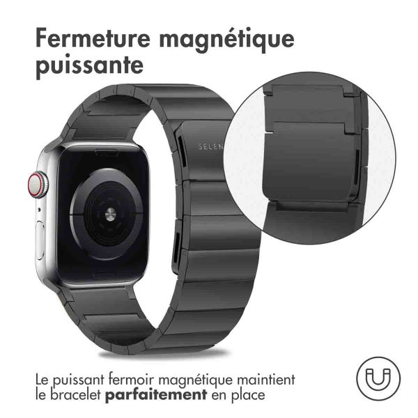 Selencia Bracelet magnétique en acier Apple Watch Series 1-9 / SE - 38/40/41 mm / Series 10 - 42 mm - Noir