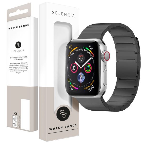 Selencia Bracelet magnétique en acier Apple Watch Series 1-9 / SE - 38/40/41 mm / Series 10 - 42 mm - Noir