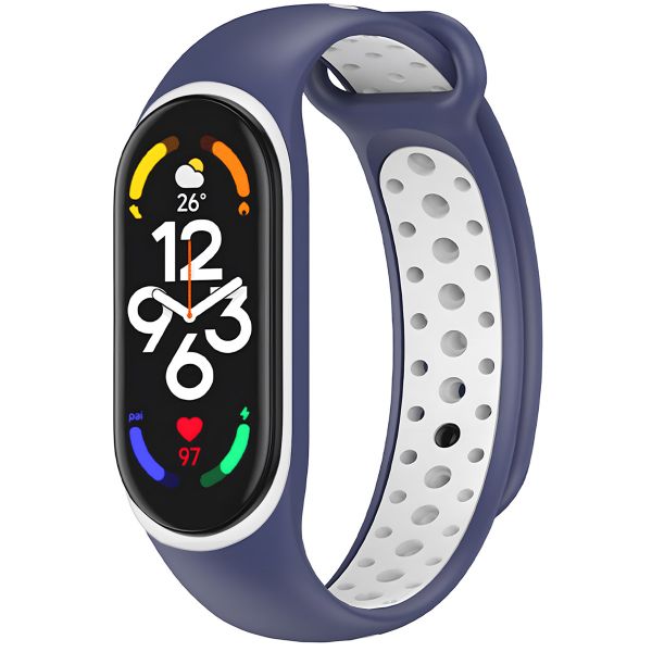 iMoshion Bracelet sportif en silicone Xiaomi Mi Band 7 - Bleu / Blanc