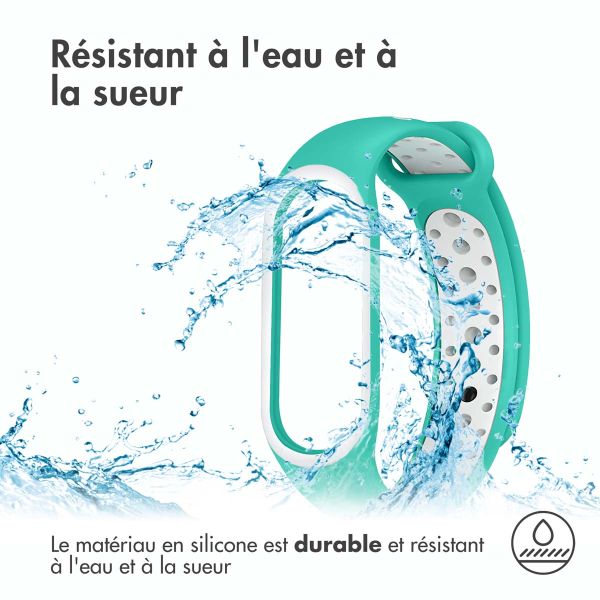 iMoshion Bracelet sportif en silicone Xiaomi Mi Band 7 - Menthe verte / Blanc