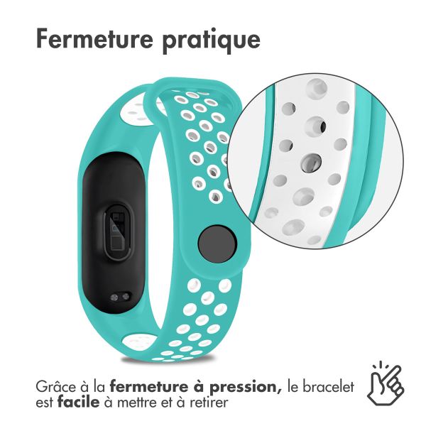 imoshion Bracelet sportif en silicone Xiaomi Mi Band 5 / 6 - Turquoise / Blanc