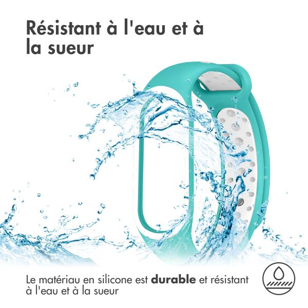 imoshion Bracelet sportif en silicone Xiaomi Mi Band 5 / 6 - Turquoise / Blanc