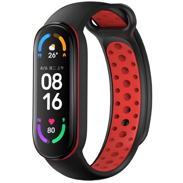 iMoshion Bracelet sportif en silicone Xiaomi Mi Band 5 / 6 - Noir / Rouge