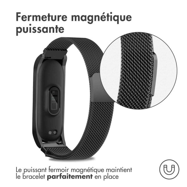 imoshion Bracelet magnétique milanais Xiaomi Mi Band 5 / 6 - Noir