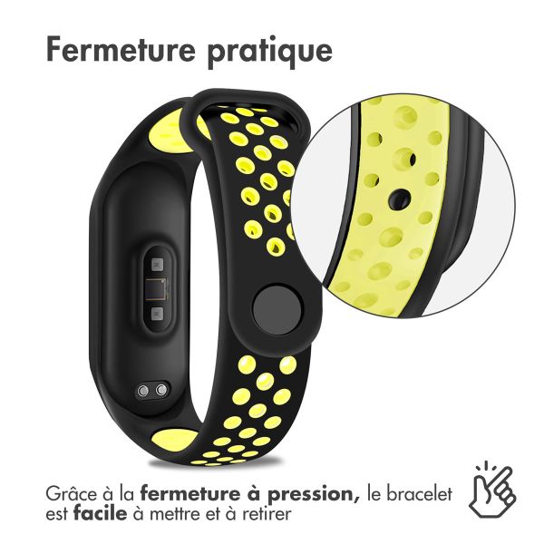 iMoshion Bracelet sportif en silicone Xiaomi Mi Band 3 / 4 - Noir / Lime