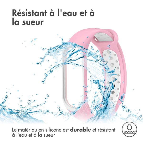 iMoshion Bracelet sportif en silicone Xiaomi Mi Band 3 / 4 - Rose / Blanc