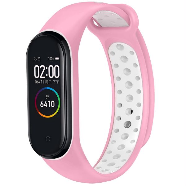 iMoshion Bracelet sportif en silicone Xiaomi Mi Band 3 / 4 - Rose / Blanc