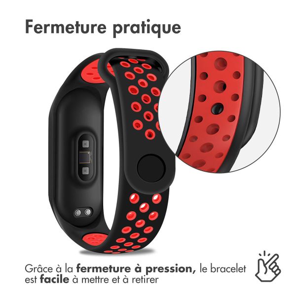 iMoshion Bracelet sportif en silicone Xiaomi Mi Band 3 / 4 - Noir / Rouge