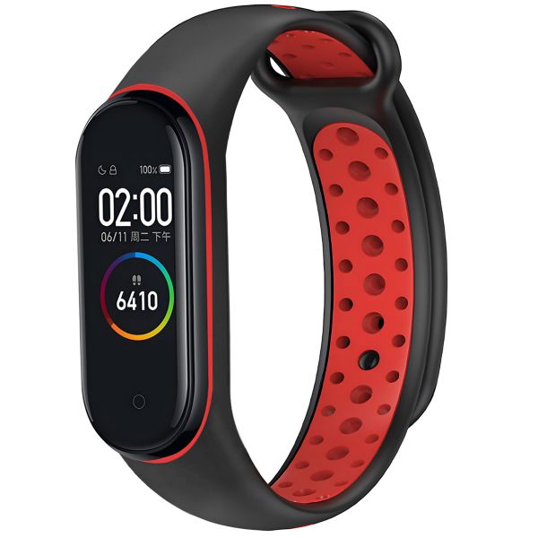 iMoshion Bracelet sportif en silicone Xiaomi Mi Band 3 / 4 - Noir / Rouge