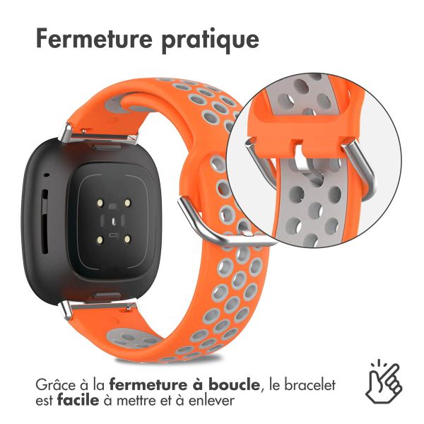 imoshion Bracelet sportif en silicone Fitbit Versa 4 / 3 / Sense (2) - Orange/Gris