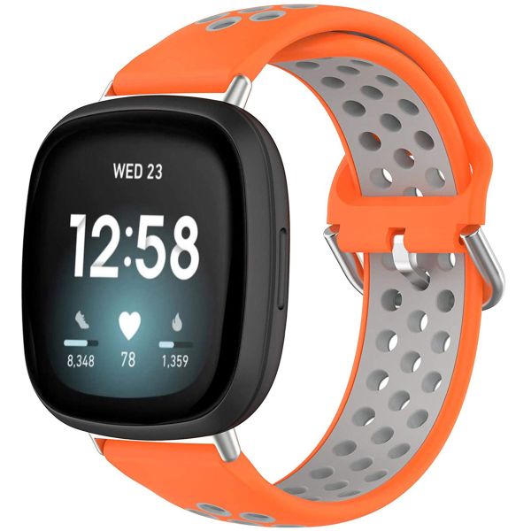 imoshion Bracelet sportif en silicone Fitbit Versa 4 / 3 / Sense (2) - Orange/Gris