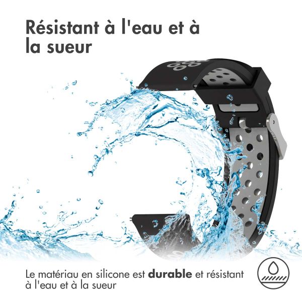 iMoshion Bracelet sportif en silicone - Connexion universelle de 24 mm - Noir/Gris