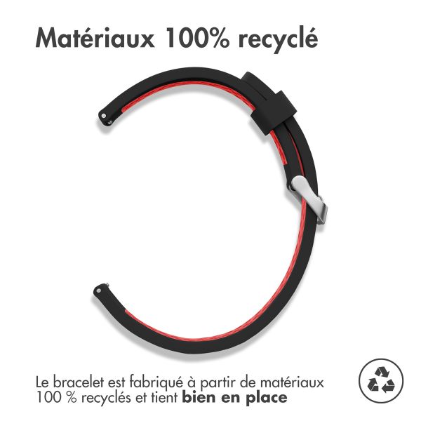 imoshion Bracelet sportif en silicone - Connexion universelle de 24 mm - Noir/Rouge