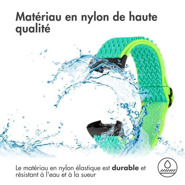 imoshion Bracelet élastique en nylon le Fitbit Charge 3 / 4 - Vert / Jaune