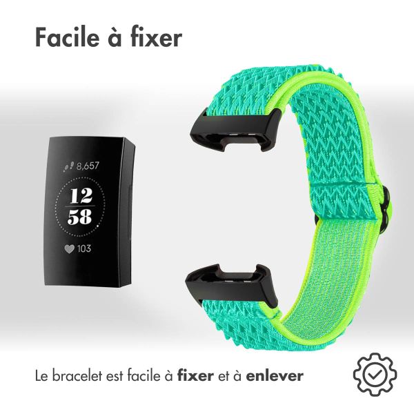 imoshion Bracelet élastique en nylon le Fitbit Charge 3 / 4 - Vert / Jaune