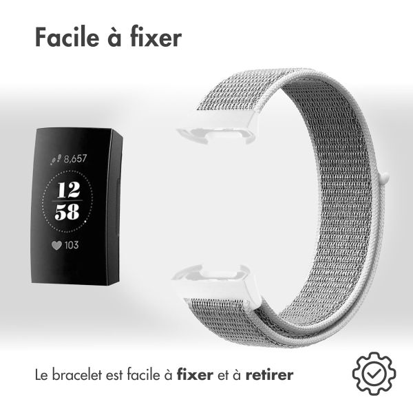 imoshion Bracelet en nylon le Fitbit Charge 3 / 4 - Gris clair