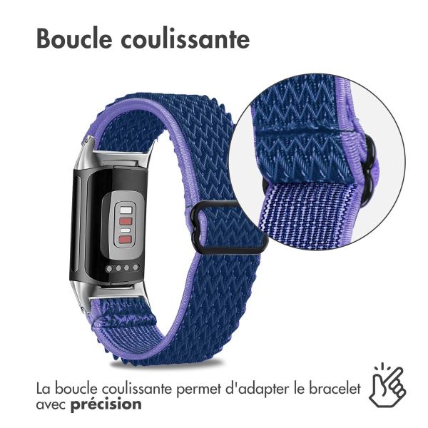 iMoshion Bracelet élastique en nylon Fitbit Charge 5 / Charge 6 - Bleu foncé