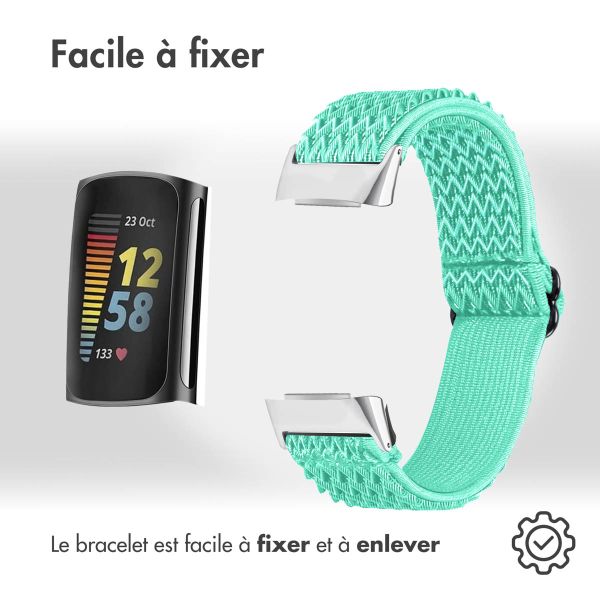 iMoshion Bracelet élastique en nylon Fitbit Charge 5 / Charge 6 - Menthe verte