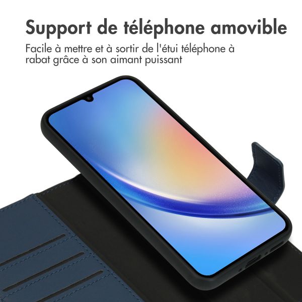 Accezz Étui de téléphone portefeuille en cuir de qualité supérieure 2 en 1 Samsung Galaxy A34 (5G) - Bleu foncé