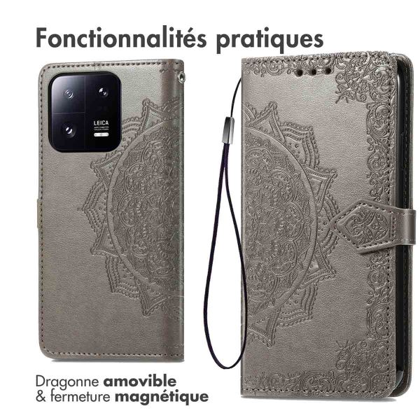 iMoshion Etui de téléphone portefeuille Mandala Xiaomi 13 Pro - Gris