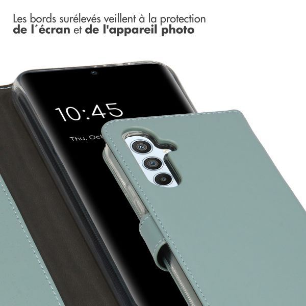 Selencia Étui de téléphone portefeuille en cuir véritable Samsung Galaxy A54 (5G) - Air Blue